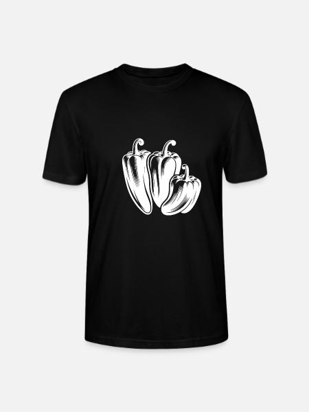 Three Peppers Simple Vegetable Design - Stanley/Stella CRAFTER Unisex Organic T-Shirt - black