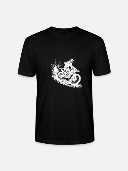 Energetic Motocross Illustration Drawing - Stanley/Stella CRAFTER Unisex Organic T-Shirt - black
