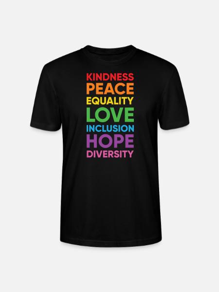 Human Peace Equality Kindness Diversity - Stanley/Stella CRAFTER Unisex Organic T-Shirt - black