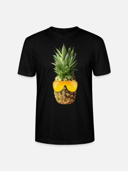 Hipster pineapple wears gold sunglasses - Stanley/Stella CRAFTER Unisex Organic T-Shirt - black