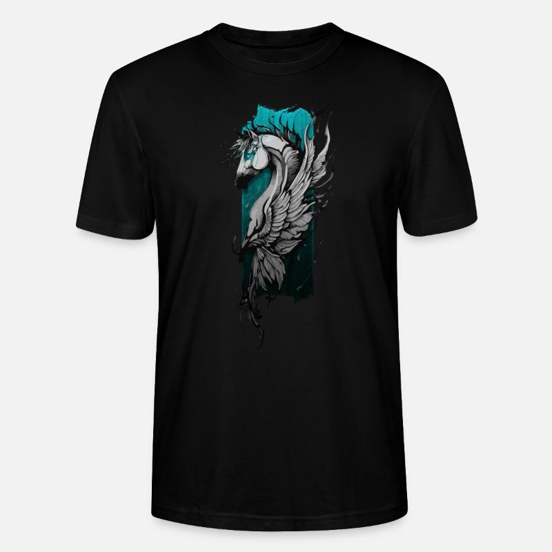 Himmlisches Ross: Geflügeltes Pferd schwebt - Stanley/Stella Unisex Bio-T-Shirt CRAFTER - Schwarz
