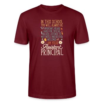 Deputy Principal - Stanley/Stella CRAFTER Unisex Organic T-Shirt - burgundy - Front - Alina (178cm) & Michal (187cm)