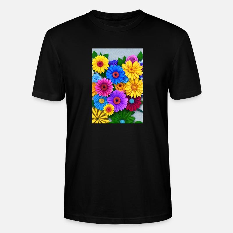 Multi Blumen - Stanley/Stella Unisex Bio-T-Shirt CRAFTER - Schwarz