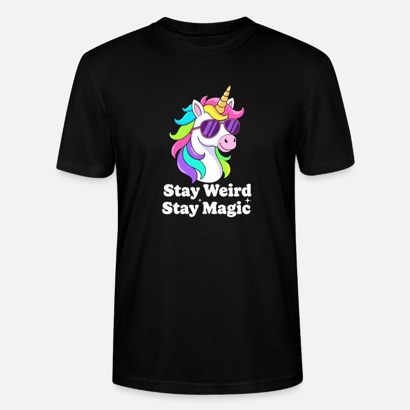 Buntes Einhorn mit Sonnenbrille - Stanley/Stella Unisex Bio-T-Shirt CRAFTER - Schwarz