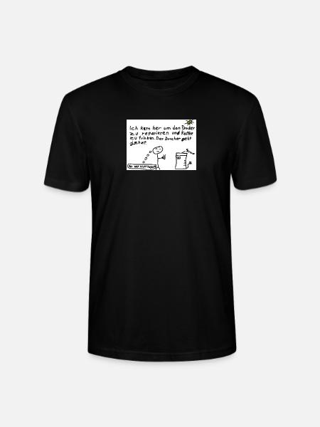 Druckerreparatur mit Kaffeewitz - Stanley/Stella Unisex Bio-T-Shirt CRAFTER - Schwarz