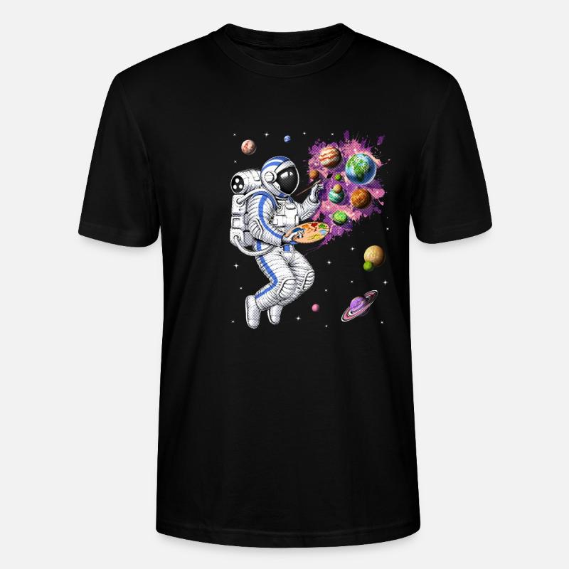 Space Astronaut Painter - Stanley/Stella CRAFTER Unisex Organic T-Shirt - black
