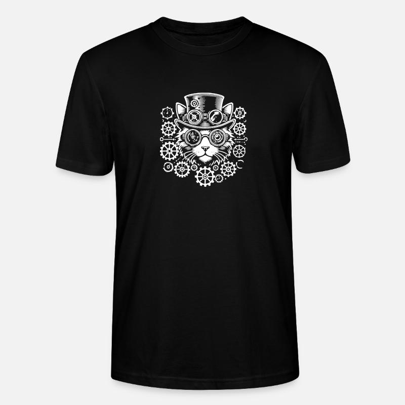 Chat Steampunk - T-shirt bio CRAFTER Stanley Stella Unisexe - noir