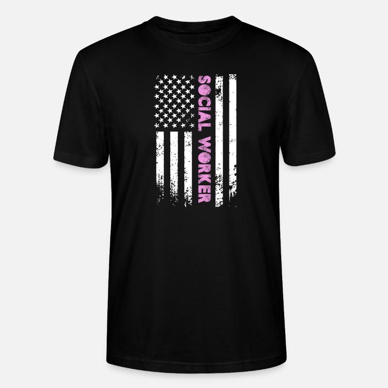 Travailleur social Drapeau américain - T-shirt bio CRAFTER Stanley Stella Unisexe - noir