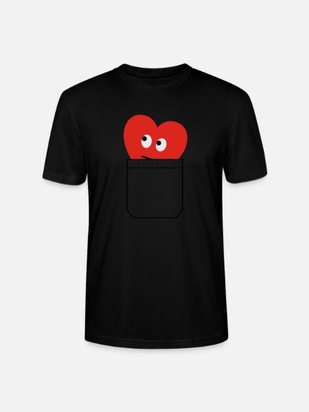 heart in pocket - Stanley/Stella CRAFTER Unisex Organic T-Shirt - black