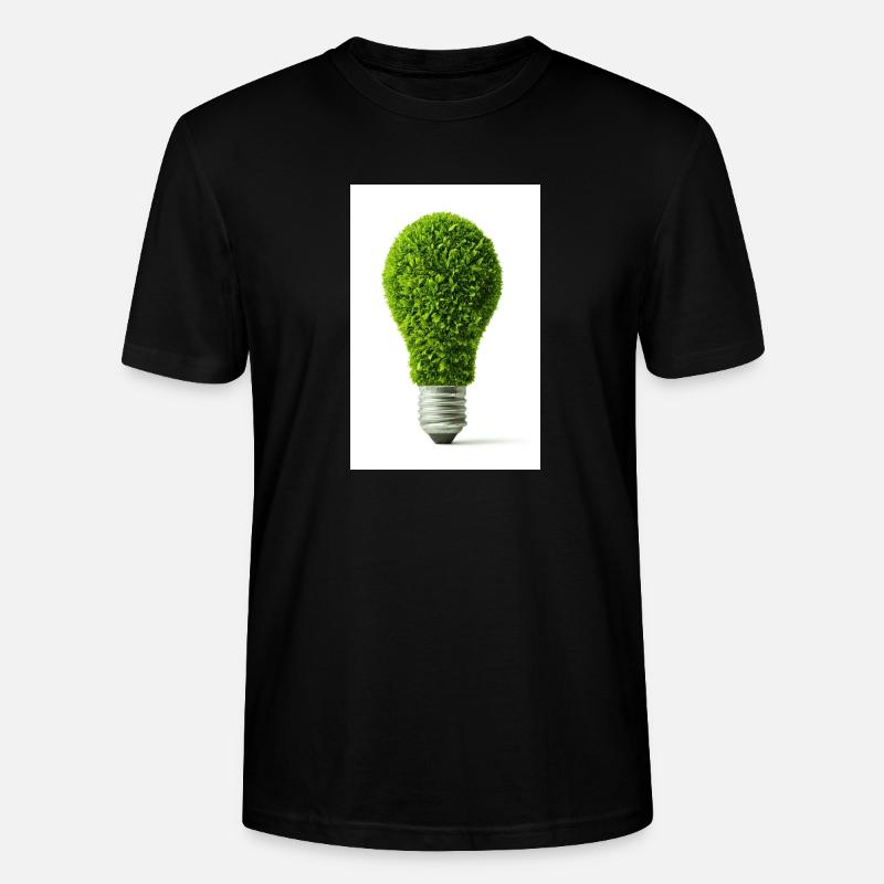 Leafy Glow Light Bulb Design - Stanley/Stella CRAFTER Unisex Organic T-Shirt - black