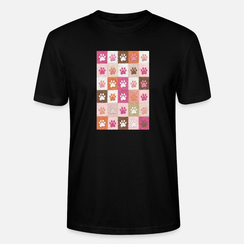 Pawprint Patchwork Plush Squares - Stanley/Stella CRAFTER Unisex Organic T-Shirt - black