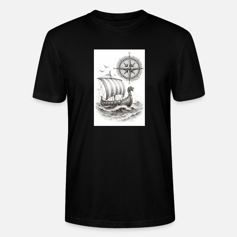 Compass Viking Segelschiff - Stanley/Stella Unisex Bio-T-Shirt CRAFTER - Schwarz