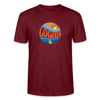 Logan Shirt Vintage Sunset Logan Groovy Tie Dye - T-shirt bio CRAFTER Stanley Stella Unisexe - bordeaux - Devant - Alina (178cm) & Michal (187cm)