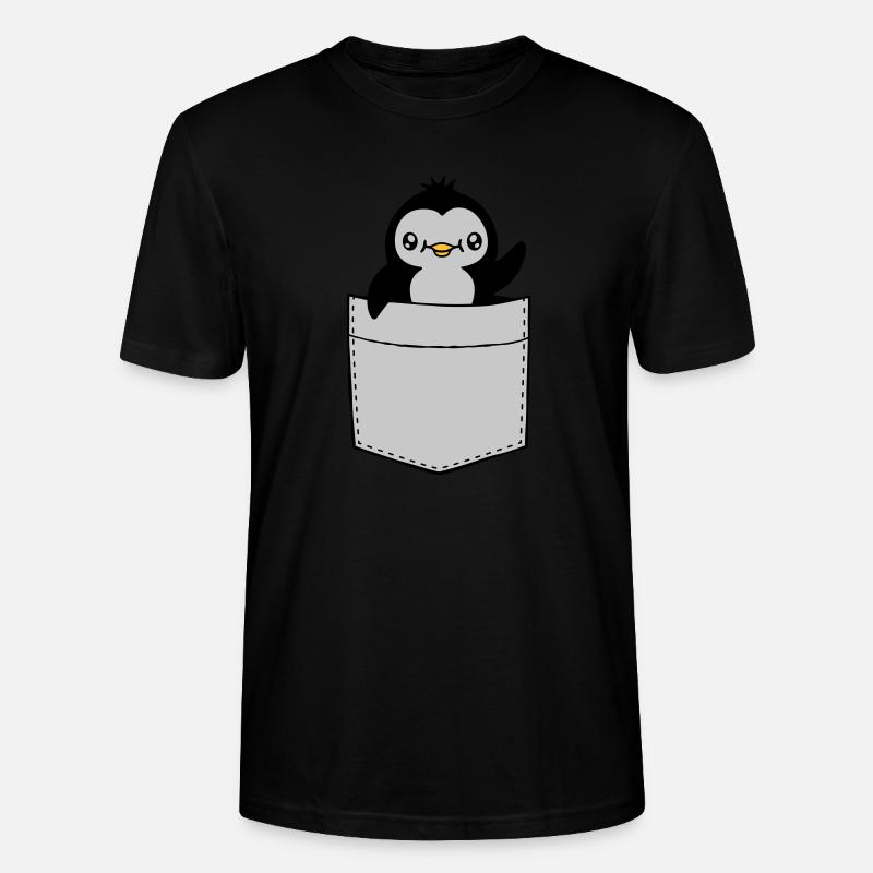 Winkender Brusttasche Pinguin - Stanley/Stella Unisex Bio-T-Shirt CRAFTER - Schwarz