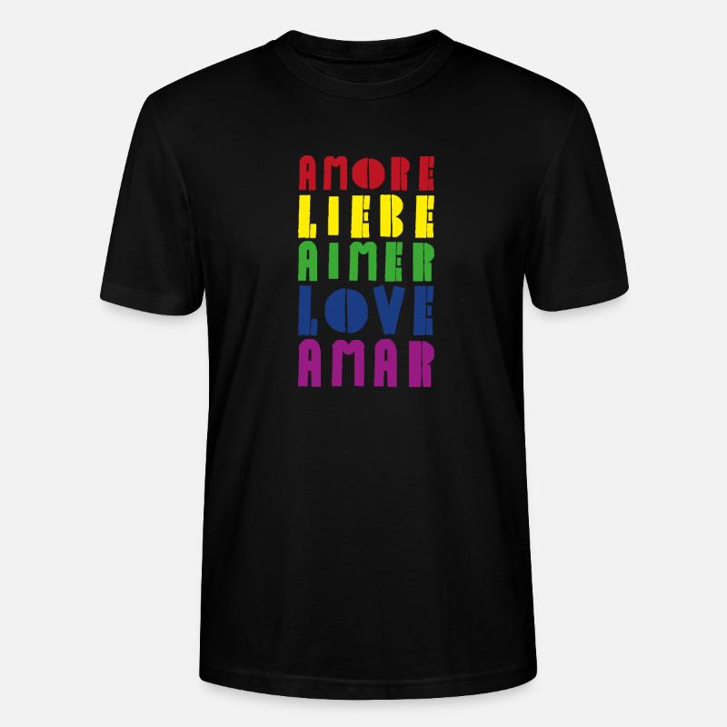 Liebe Regenbogen diverse Sprachen - Stanley/Stella Unisex Bio-T-Shirt CRAFTER - Schwarz