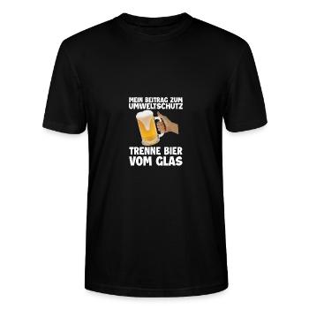 JGA Bier Biermarke Beer Fusion Bauch Spruch Lustig - Stanley/Stella Unisex Bio-T-Shirt CRAFTER - Schwarz - Vorne - Alina (178cm) & Michal (187cm)