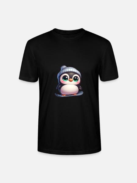 Cute Penguin Snowboard Winter Cartoon - Stanley/Stella CRAFTER Unisex Organic T-Shirt - black