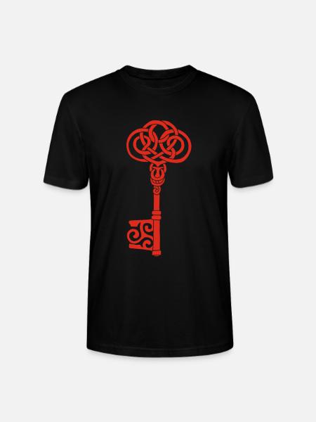Red Celtic Key - Stanley/Stella CRAFTER Unisex Organic T-Shirt - black