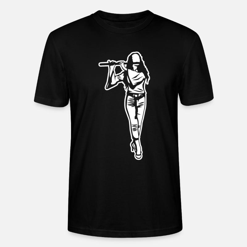 Flöte Mädchen Zeichnung - Stanley/Stella Unisex Bio-T-Shirt CRAFTER - Schwarz