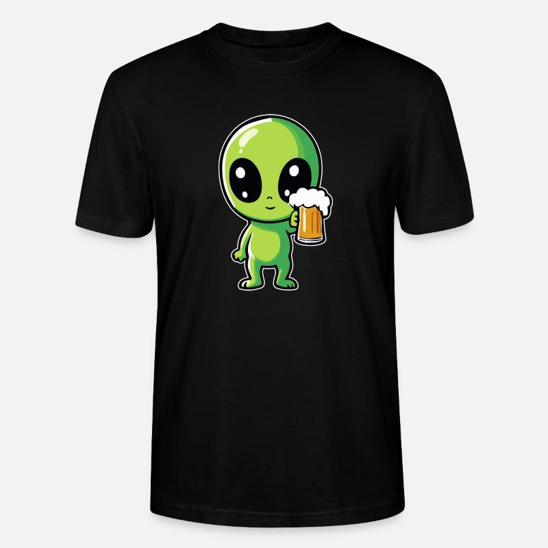 Alien mit Bier - Stanley/Stella Unisex Bio-T-Shirt CRAFTER - Schwarz