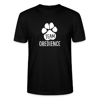 Team Obedience - Hundesport - Hundepfote - Stanley/Stella Unisex Bio-T-Shirt CRAFTER - Schwarz - Vorne - Alina (178cm) & Michal (187cm)