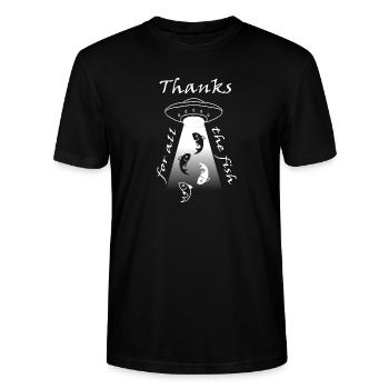 thanks for all the fish - Stanley/Stella Unisex Bio-T-Shirt CRAFTER - Schwarz - Vorne - Alina (178cm) & Michal (187cm)