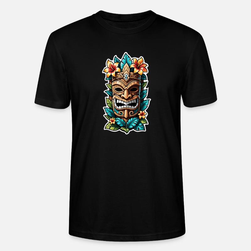 Tiki Beach - Polynesia Statue - Stanley/Stella CRAFTER Unisex Organic T-Shirt - black