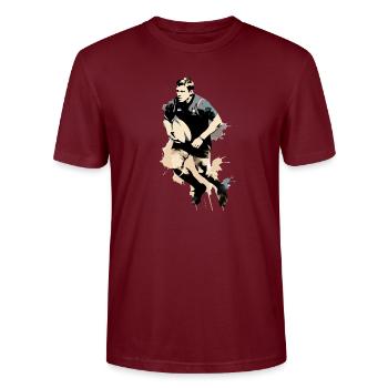 Nico, der Rugbyspieler - Stanley/Stella Unisex Bio-T-Shirt CRAFTER - Burgunderrot - Vorne - Alina (178cm) & Michal (187cm)