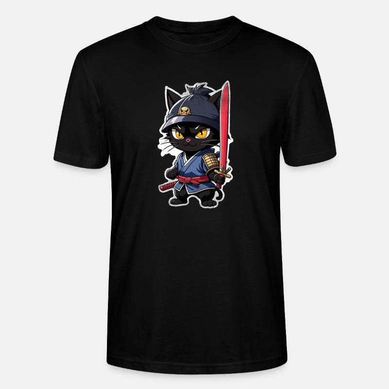 Ninja Katze - Samurai Kätzchen - Stanley/Stella Unisex Bio-T-Shirt CRAFTER - Schwarz