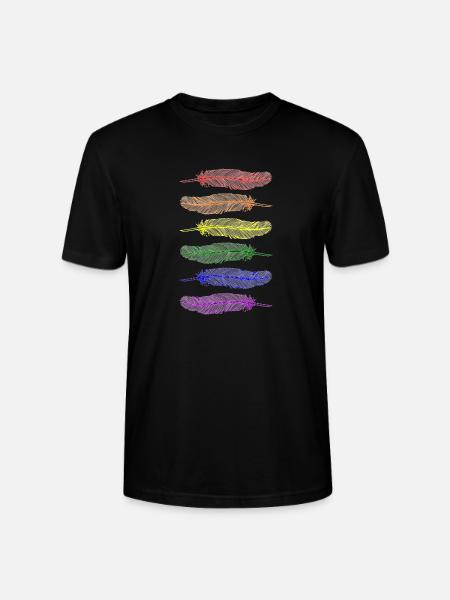 Feathers Rainbow - Stanley/Stella CRAFTER Unisex Organic T-Shirt - black