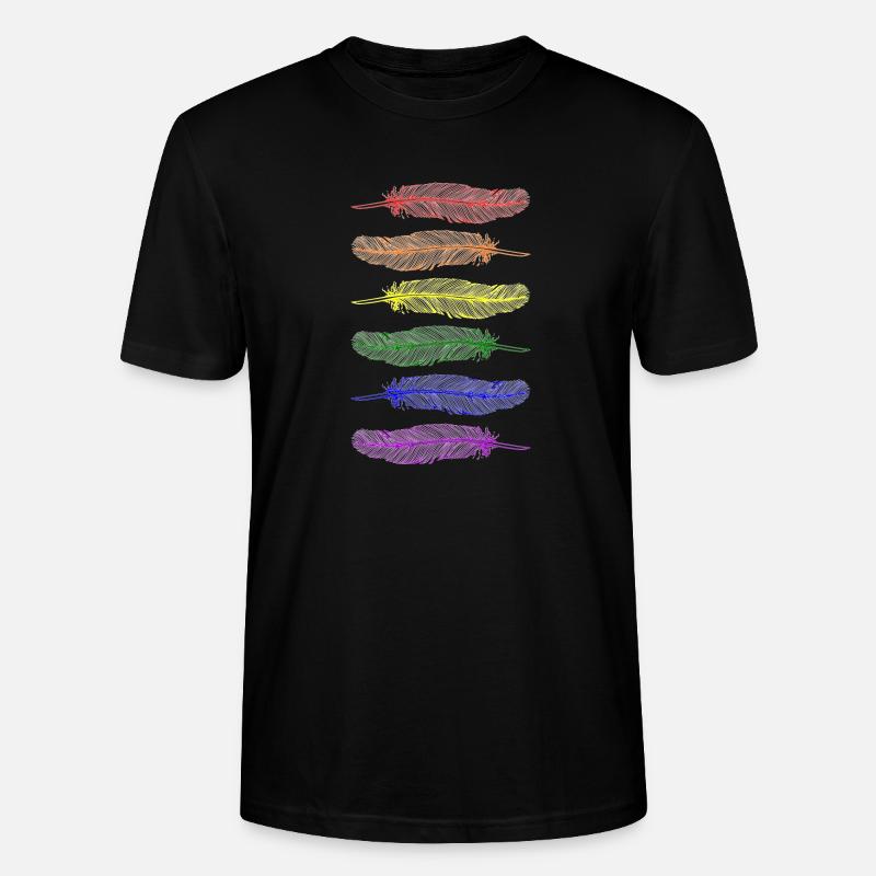 Federn Regenbogen - Stanley/Stella Unisex Bio-T-Shirt CRAFTER - Schwarz