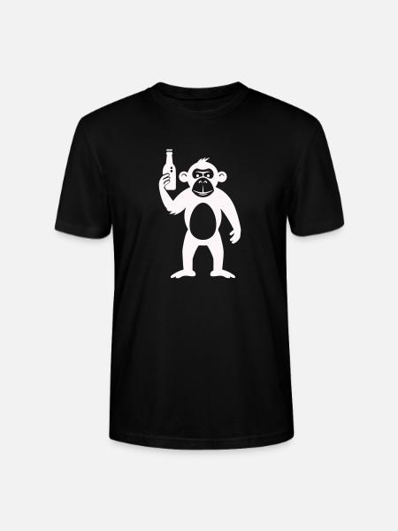 Humorous monkey with bottle - Stanley/Stella CRAFTER Unisex Organic T-Shirt - black