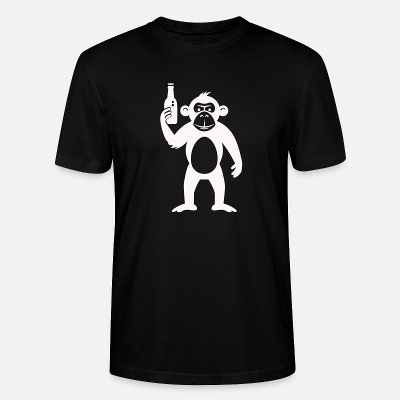 Humorous monkey with bottle - Stanley/Stella CRAFTER Unisex Organic T-Shirt - black