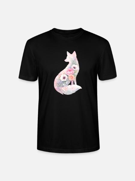 Fuchs Silhouette Aquarell Blumen - Stanley/Stella Unisex Bio-T-Shirt CRAFTER - Schwarz