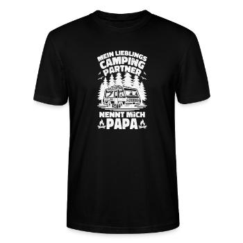 Lieblings Campingpartner Papa - Stanley/Stella Unisex Bio-T-Shirt CRAFTER - Schwarz - Vorne - Alina (178cm) & Michal (187cm)