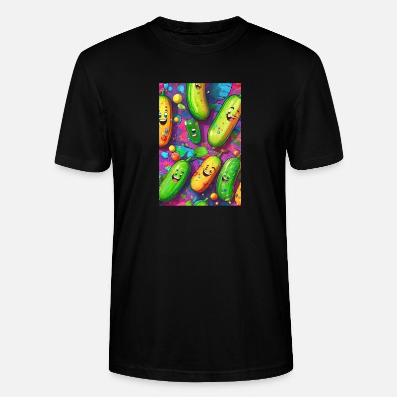 Gurken, Gurke, Graffiti,lachende Gurken, bunt - Stanley/Stella Unisex Bio-T-Shirt CRAFTER - Schwarz