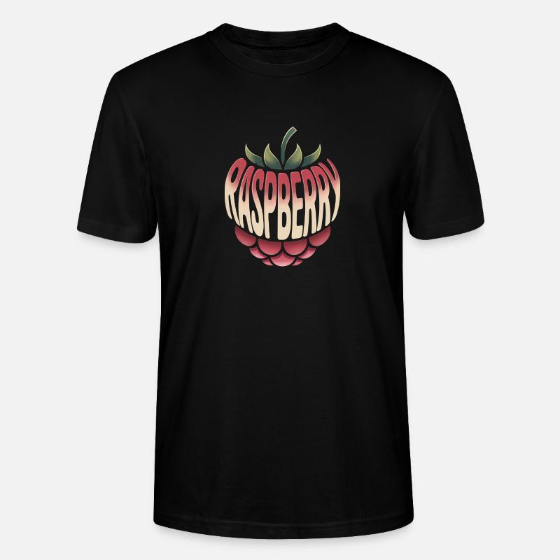 Raspberry - Cool Fruit Logo - Stanley/Stella CRAFTER Unisex Organic T-Shirt - black