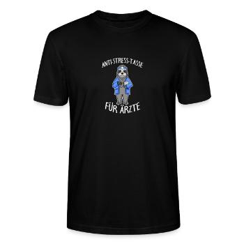 Anti Stress Tasse für Tierärzte - Stanley/Stella Unisex Bio-T-Shirt CRAFTER - Schwarz - Vorne - Alina (178cm) & Michal (187cm)
