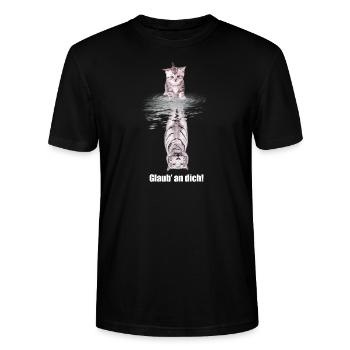 Glaub an dich - Stanley/Stella Unisex Bio-T-Shirt CRAFTER - Schwarz - Vorne - Alina (178cm) & Michal (187cm)