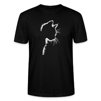 Katzen-Silhouette Schwarz-Weiß - Stanley/Stella Unisex Bio-T-Shirt CRAFTER - Schwarz - Vorne - Alina (178cm) & Michal (187cm)