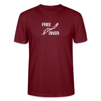 Freediver - Apnoe Taucher - Stanley/Stella Unisex Bio-T-Shirt CRAFTER - Burgunderrot - Vorne - Alina (178cm) & Michal (187cm)