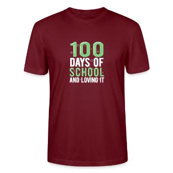 100 Days Of School - Stanley/Stella CRAFTER Unisex Organic T-Shirt - burgundy - Front - Alina (178cm) & Michal (187cm)
