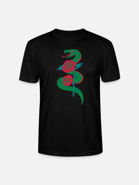 retro tattoo snake with roses - Stanley/Stella CRAFTER Unisex Organic T-Shirt - black
