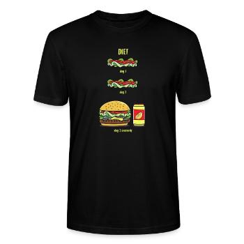 Diet funny humorous slimming gift birthday - Stanley/Stella CRAFTER Unisex Organic T-Shirt - black - Front - Alina (178cm) & Michal (187cm)