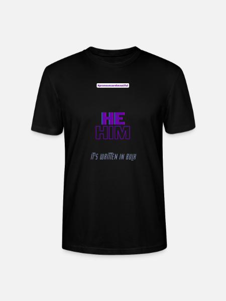 #pronounsarebeautiful he/him - T-shirt bio CRAFTER Stanley Stella Unisexe - noir