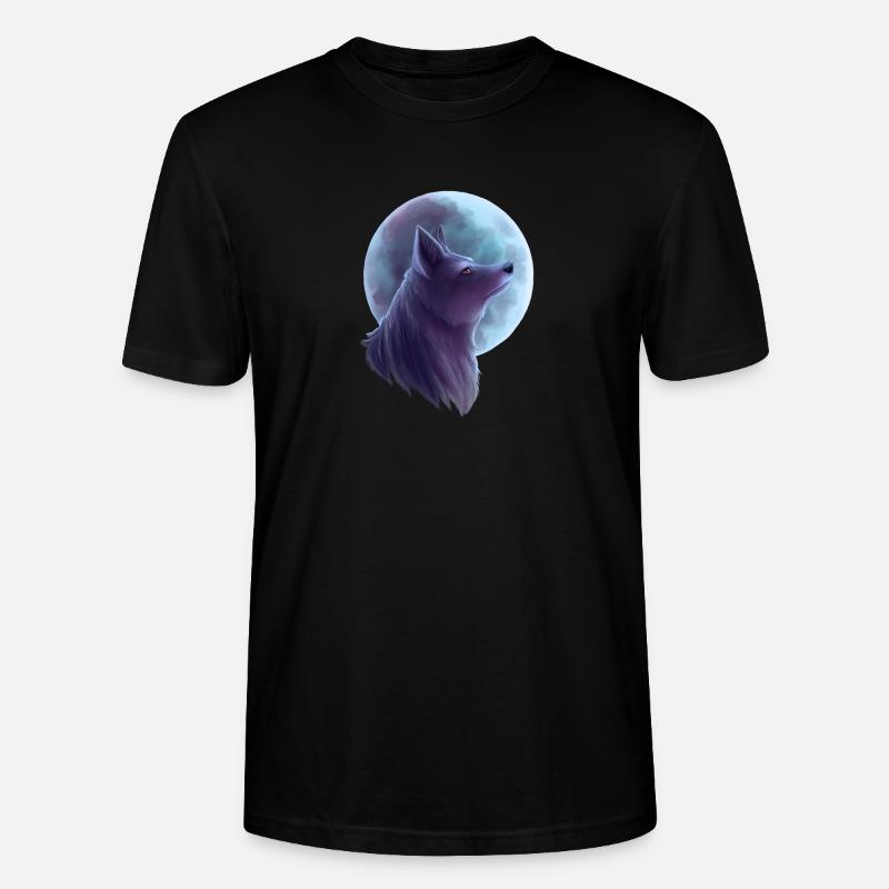 Wolf vor Silber Mond - Stanley/Stella Unisex Bio-T-Shirt CRAFTER - Schwarz