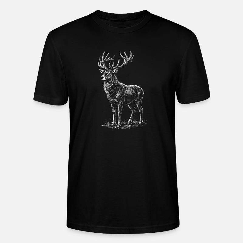 Silhouette de cerf blanc avec bois - T-shirt bio CRAFTER Stanley Stella Unisexe - noir