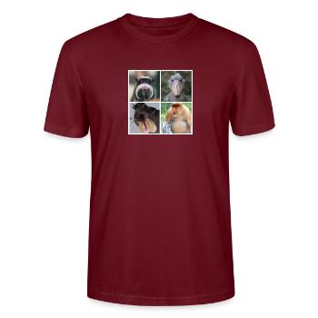 Funny animals - Stanley/Stella CRAFTER Unisex Organic T-Shirt - burgundy - Front - Alina (178cm) & Michal (187cm)
