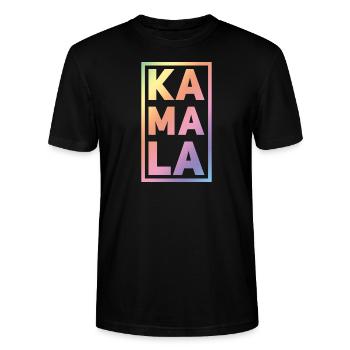 Kamala Harris retro typography - Stanley/Stella CRAFTER Unisex Organic T-Shirt - black - Front - Alina (178cm) & Michal (187cm)