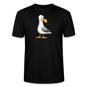Lustige Möwe Nordsee Ostsee Meeres-Vogel - Stanley/Stella Unisex Bio-T-Shirt CRAFTER - Schwarz - Vorne - Alina (178cm) & Michal (187cm)